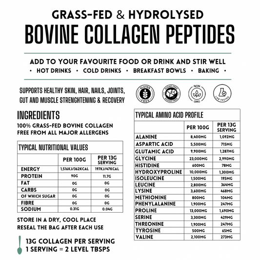 GRASS-FED & HYDROLYSED BOVINE COLLAGEN PEPTIDES - 400G