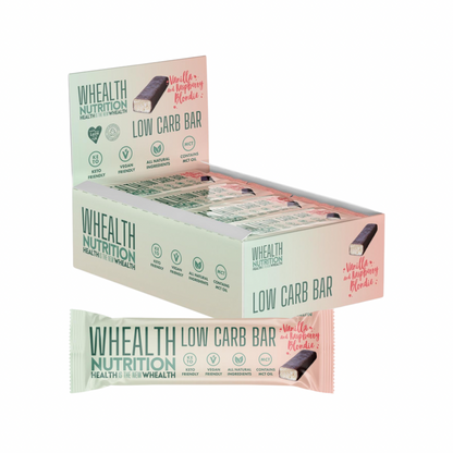 VANILLA & RASPBERRY BLONDIE LOW CARB BAR - 12 x 55G